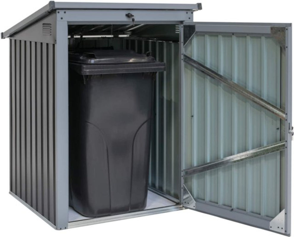Westmann Mülltonnenbox aus Stahlblech für 240 Liter, 1-fach, Grau, B/H/T: 104 x 134 x 101 cm - Bild 6