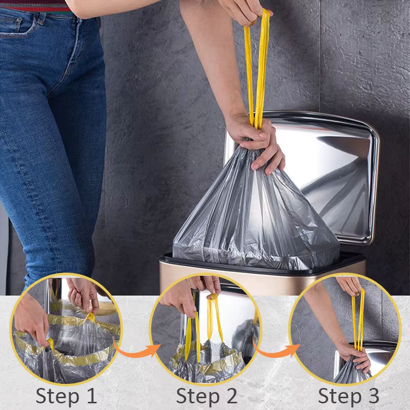 JAH Müllsack Set mit Kordelzug, 5 Rollen in 20 l, 30 l und 60 l, verdickte Einweg-Müllbeutel für den Haushalt - Bild 5