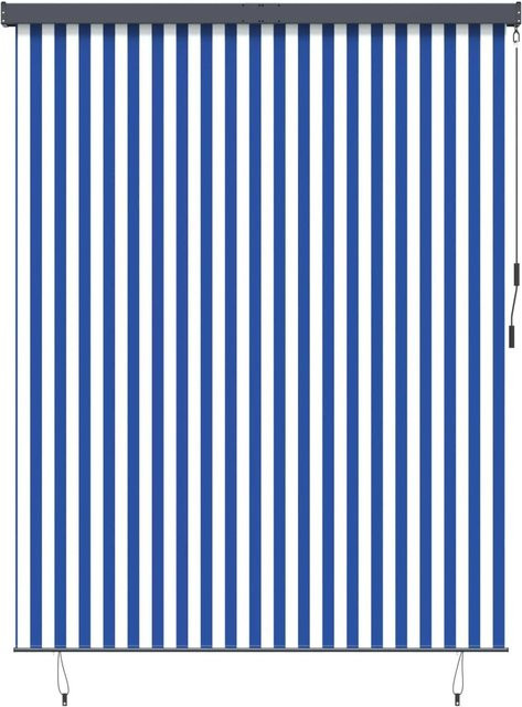 vidaXL Rollo Gestreift Blau-Weiß aus Polyester und Aluminium, Breite: 200 cm, Höhe: 250 cm - Bild 1