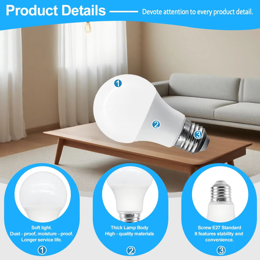 10er-Pack Gatetop LED-Lampen E27 in Weiß, Cool White, flimmerfrei für Innenräume - Bild 4