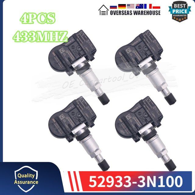 GANGLE Reifendruckkontrollsensor Set 4 Stück für Hyundai Accent, Genesis und Kia Ceed, 433MHz, Schwarz - Bild 1