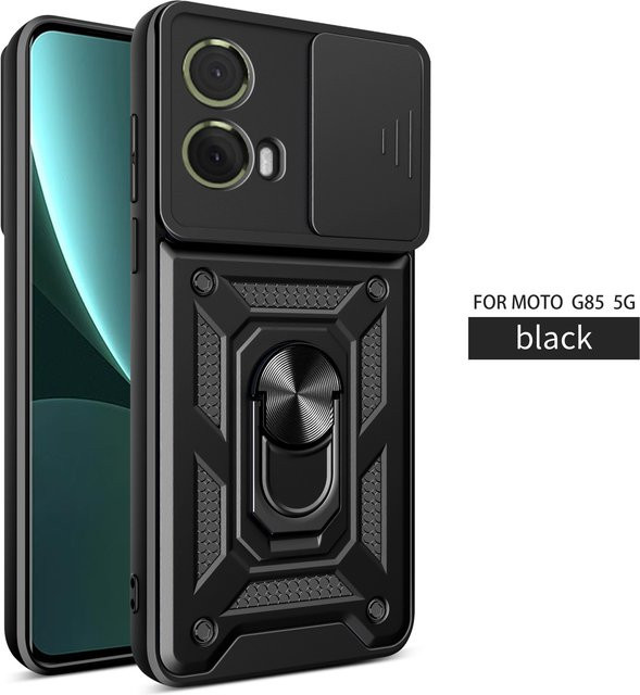 Magnetische Schutzhülle für Motorola Moto G85 5G mit Ring-Ständer und Kameraschutz in Blau oder Schwarz - Bild 1