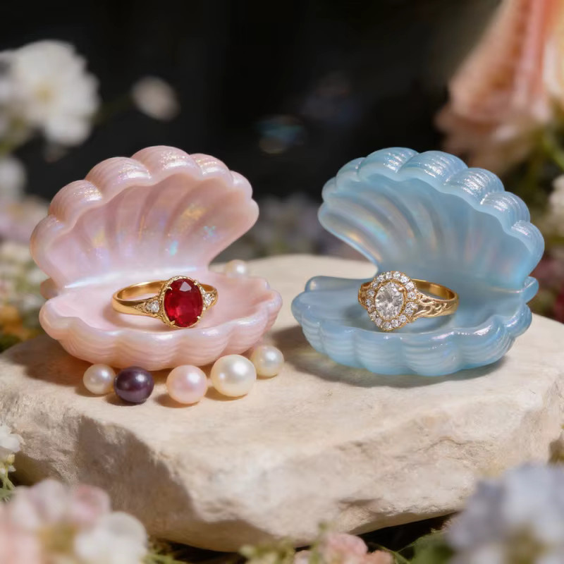 Mutu DIY Muschel-Aufbewahrungstablett Silikonform für Schmuck, Zement, Gips und Harz, Mehrfarbig - Bild 3