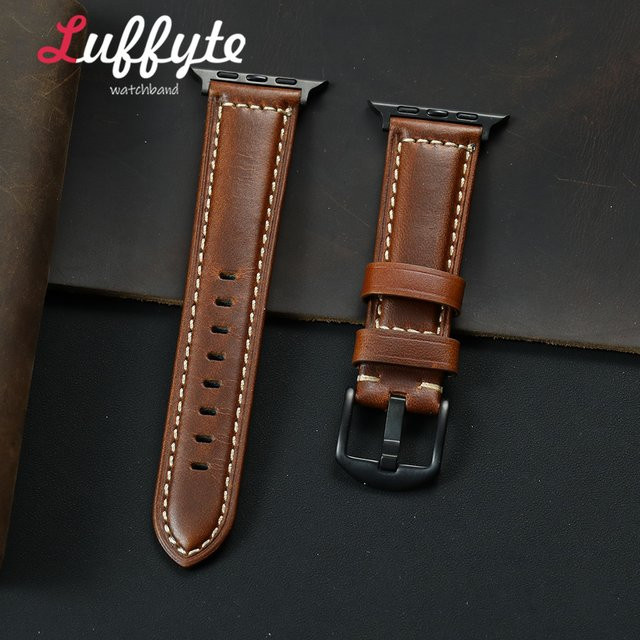 luffyte Uhrenarmband Leder, Schwarz, Herren - Bild 1