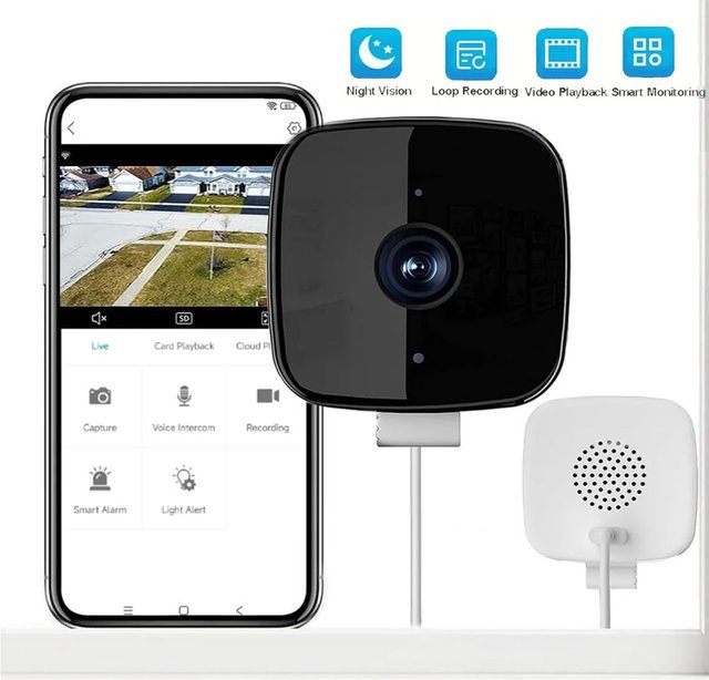 DIXSG Fensterkamera mit 1080P Auflösung, 2,4 GHz WLAN, Vollfarb-Nachtsicht und 2-Wege-Audio zur Haussicherheit - Bild 1
