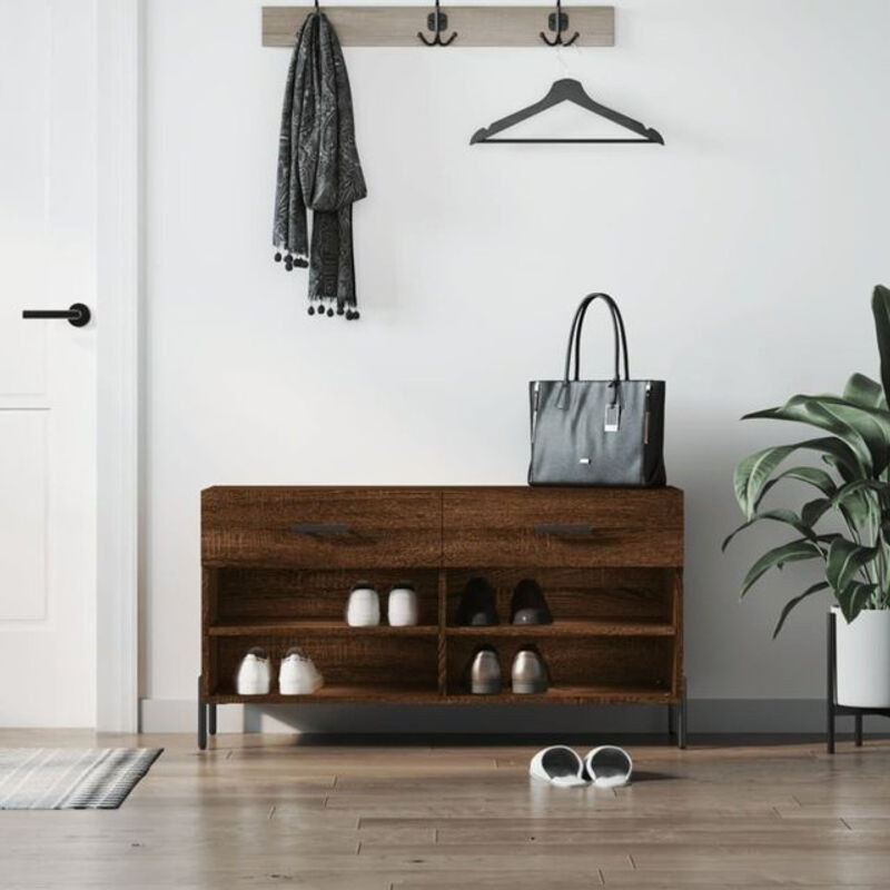 Vidaxl Schuhbank im Industrial Design aus Holzwerkstoff und Metall, Braun, B/T/H: 102 x 35 x 55 cm - Bild 1