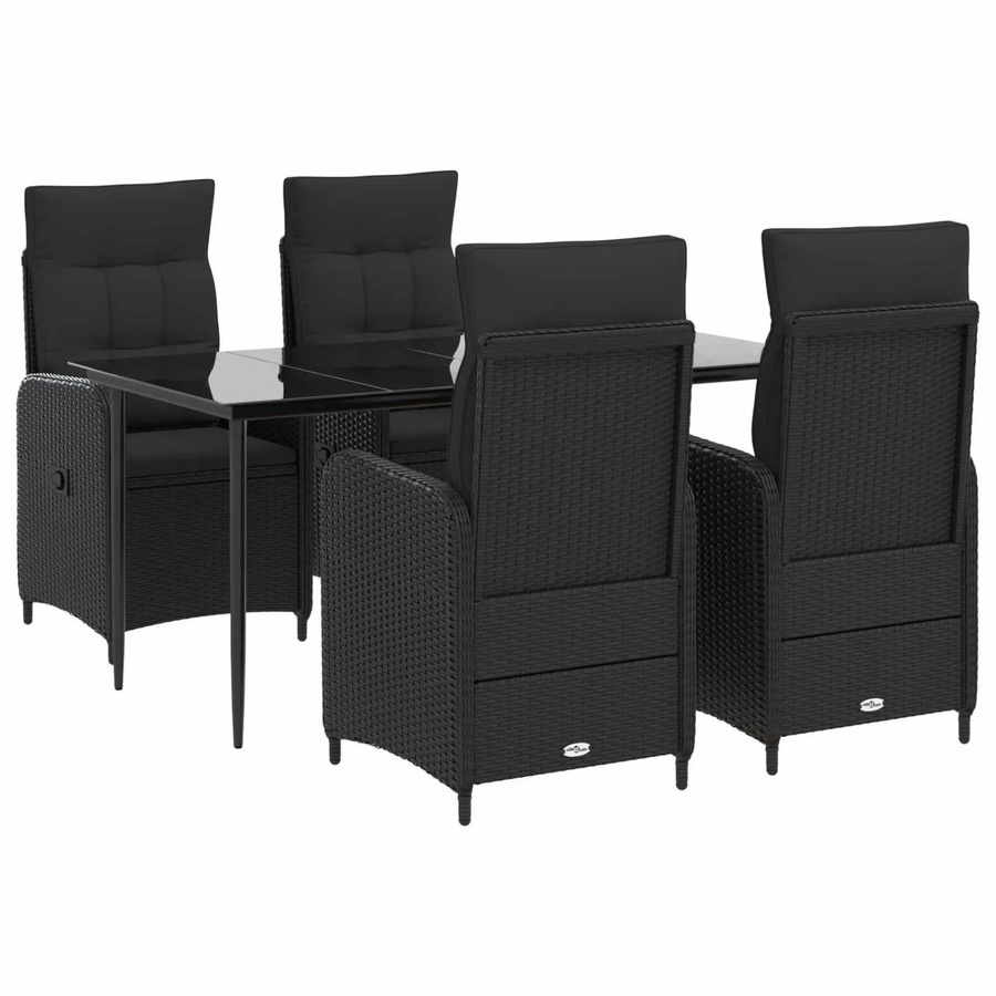vidaXL Sofa-Tischset aus 5 Teilen aus PE-Rattan und pulverbeschichtetem Stahl in Schwarz - Bild 1