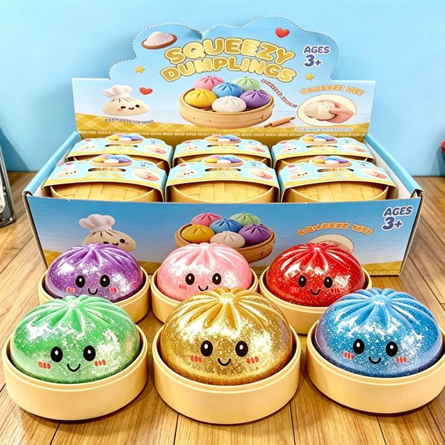 Bandai Mystery Blind Box Glitzer-Dumpling Squishy, Sensorisches Quetschspielzeug, ab 3 Jahren - Bild 1