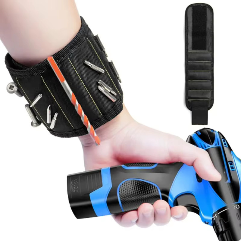 Multifunktionale magnetische Handgelenkschlaufe aus Oxford-Stoff in Schwarz zur Schrauben-Aufbewahrung und als tragbarer Elektriker-Handgelenkschutz - Bild 5