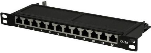 LogiLink NP0066 12 Port Patch-Panel CAT 6a Schwarz Breite: 254 mm - Bild 1