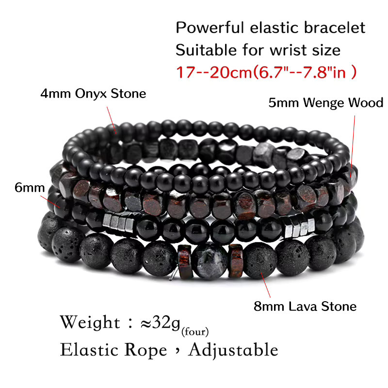 SANSWL Armband, Holz, Perle, Schwarz, Herren - Bild 3