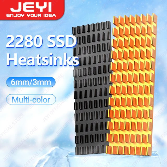 JEYI M.2 NVMe SSD Aluminium Kühler mit Wärmeleitpad für PS5, PC und Laptop, M.2 2280 Radiator in Gold/Multicolor - Bild 1