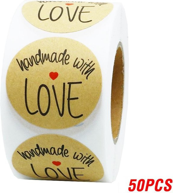 Binchi Outdoor Product Kraftpapier Aufkleber Mit Liebe Motiv in Braun für Scrapbooking und Paketversiegelung - Bild 1