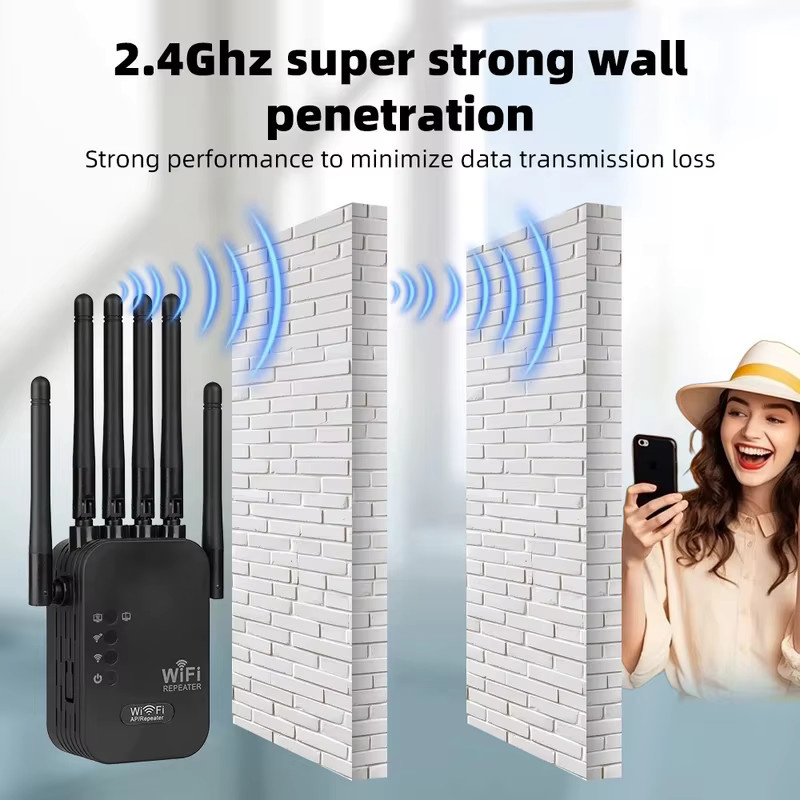 Regaton High Gain 300M WLAN-Signalverstärker Single-Band 2,4GHz Drahtloser Repeater in Schwarz - Bild 4