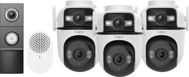 TP-Link Tapo C545D 3er-Pack mit D235 Smart Battery und kabelgebundener Türklingel in Weiß mit Ethernet/LAN Anschluss - Bild 1