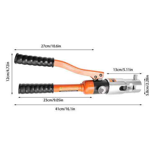 Bymaocar CW-1632 Hydraulisches Rohrpresswerkzeug und Manuelle Rohrzange in Orange mit 5 V-Matrizen V12-V28 für Kupferrohre, 10T Presskraft - Bild 3