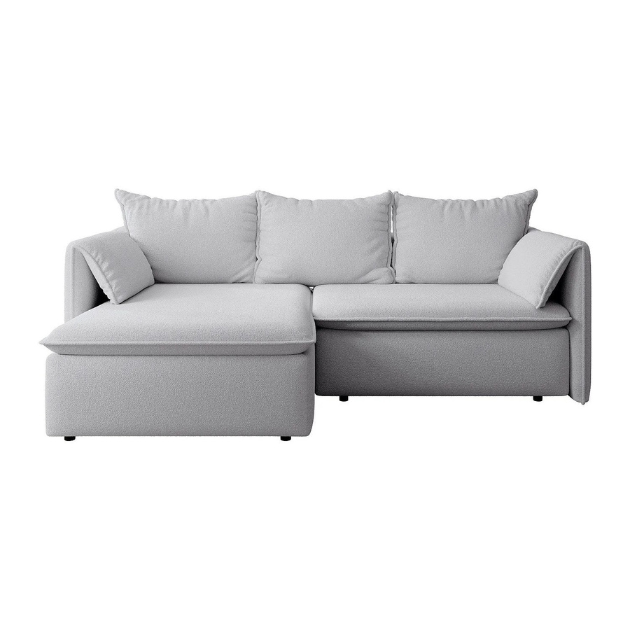Vente-unique Schlafsofa Teodora in Grau mit L-Form und Strukturstoff - Bild 2
