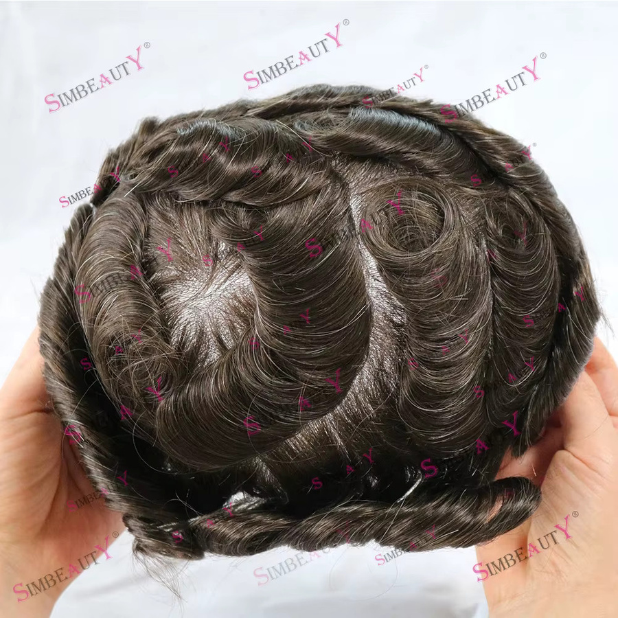 simbeauty Echthaar-Toupet für Männer, 90% Dichte, 0,02mm Hautbasis - Bild 4