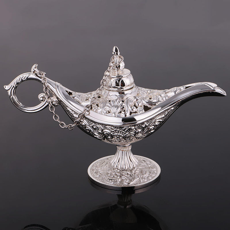 MagiDeal Schmuckschatulle Aladdin im Vintage-Stil aus Metall, Silber, florales Design - Bild 2