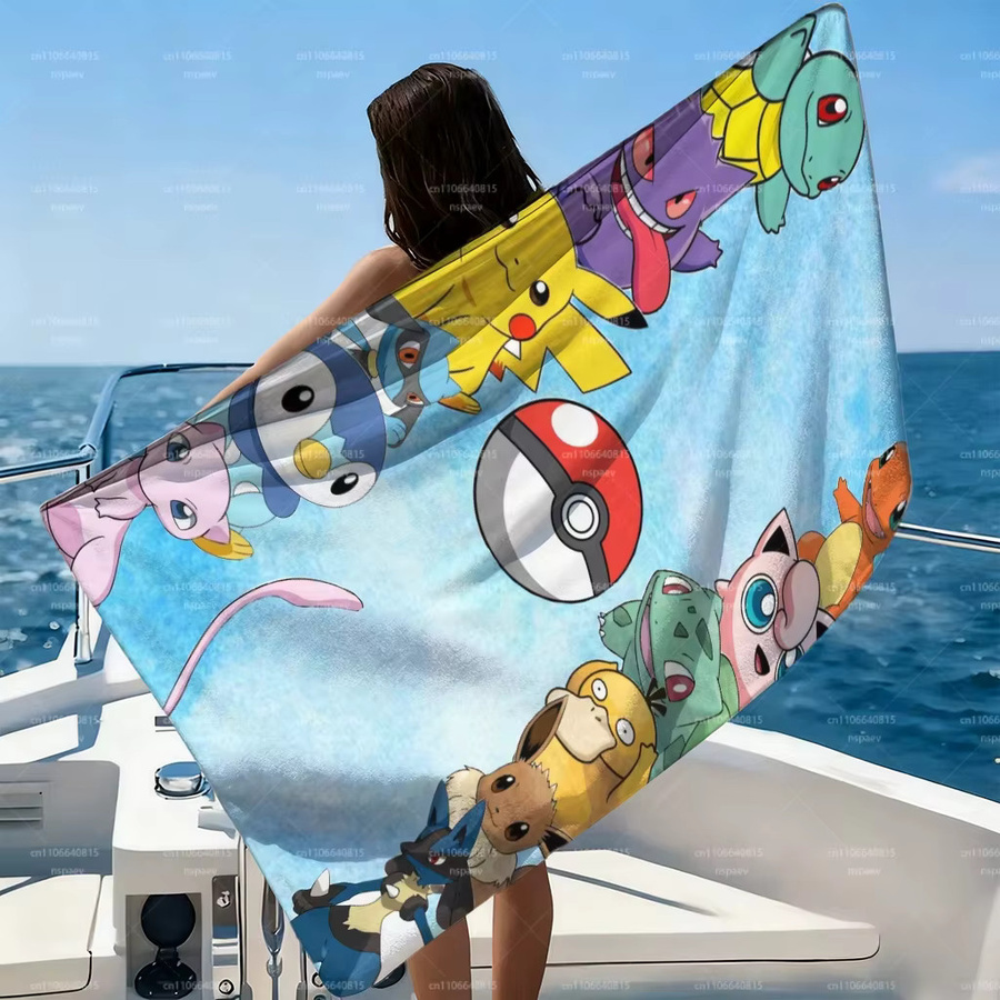 Potdemiel Pokemon All-Star Group Strandtuch aus Mikrofaser, mehrfarbig, schnelltrocknend und sandfrei - Bild 4