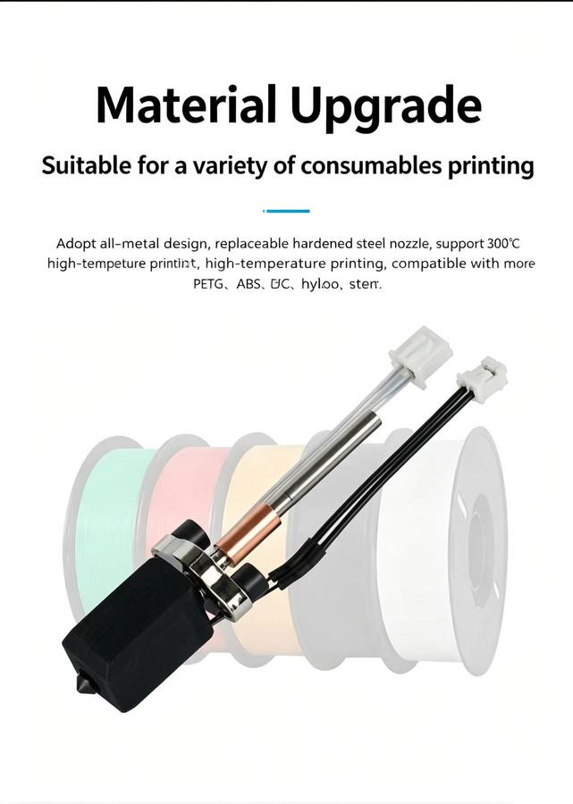 Keramik-Hotend-Kit mit abnehmbarer Düse aus gehärtetem Stahl für Bambu Lab X1, P1 und A1 sowie K1C 3D-Drucker bis 300 °C - Bild 2