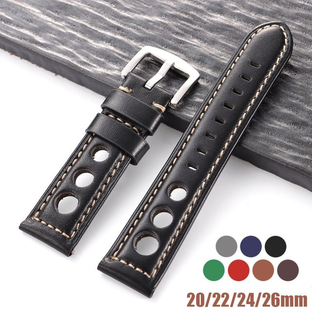 HQstrap Uhrenarmband Leder, Vintage, Schwarz, Unisex - Bild 1