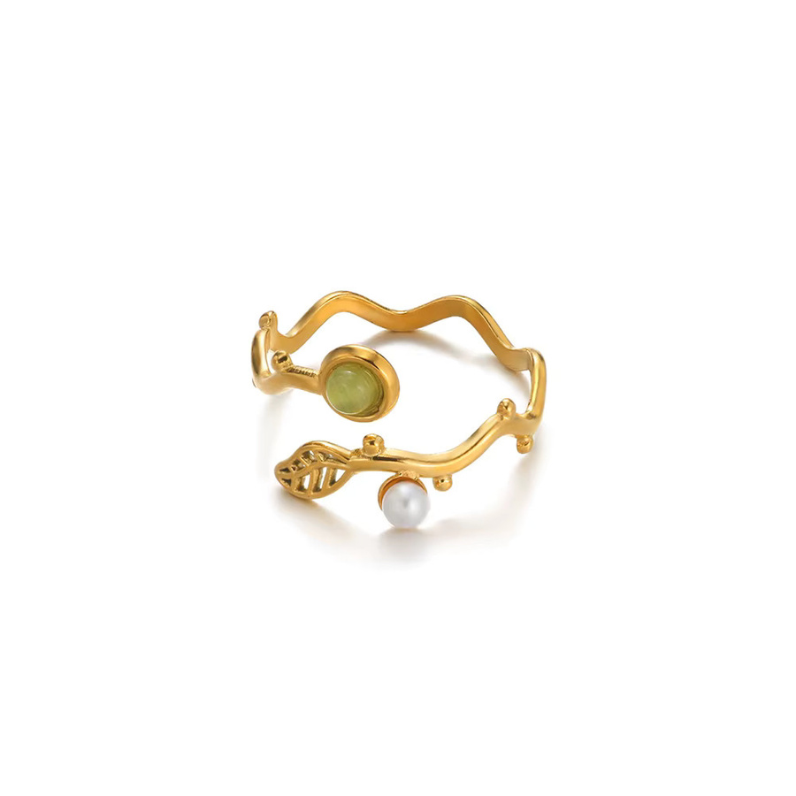 ETCAVCE Ring Edelstahl, 18K Vergoldet, Grün, Damen - Bild 4