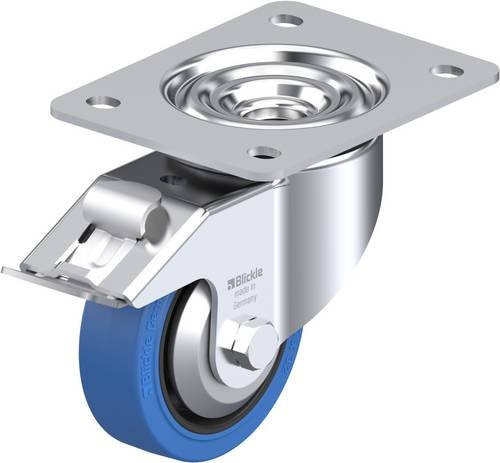 Blickle Lenkrolle mit Feststeller 851022 LK-POEV 100KAD-3-FI-SB-FA, Rad-Durchmesser: 100 mm, Tragfähigkeit: 200 kg, Farbe: Blau/Schwarz - Bild 1