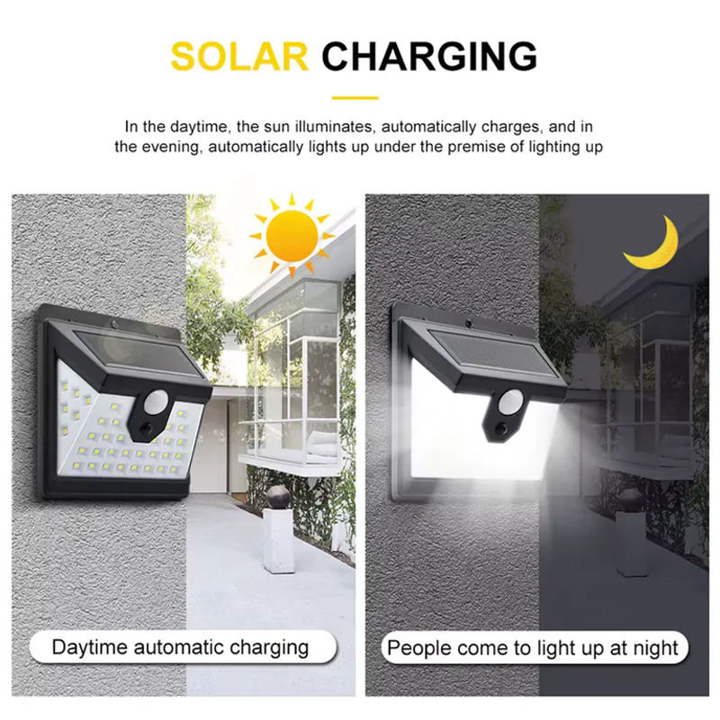 Wasserdichte Solar-LED-Wandleuchte mit Bewegungsmelder für den Außenbereich in Schwarz und Weiß - Bild 3