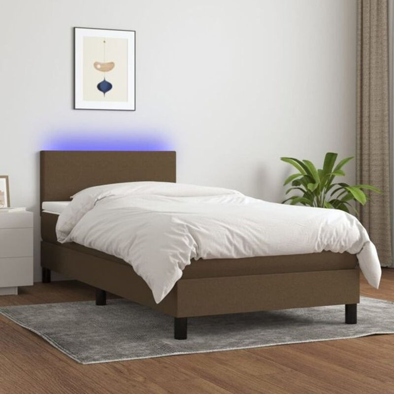Vidaxl Boxspringbett mit Matratze und LED in Braun aus Stoff und Holzwerkstoff B/T/H: 80 x 200 x 88 cm - Bild 1