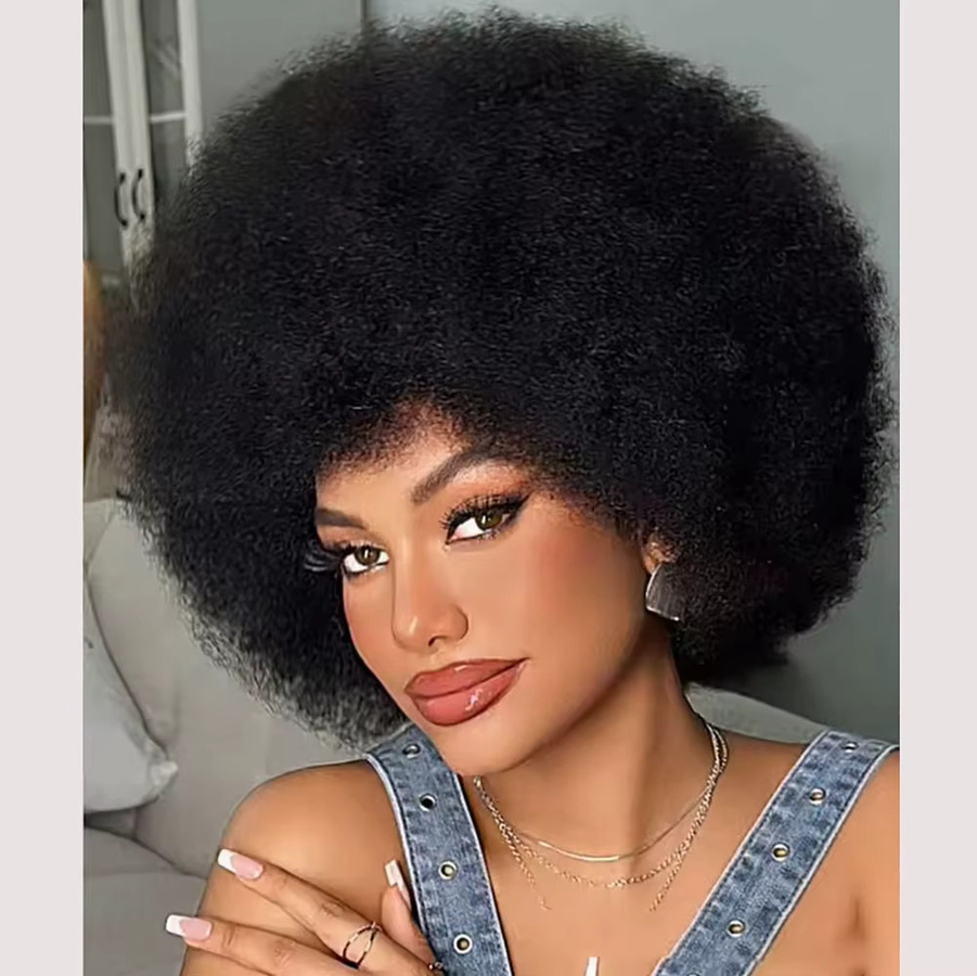 OYM HAIR Afro Bob-Perücke, Echthaar, Damen, lockig - Bild 4