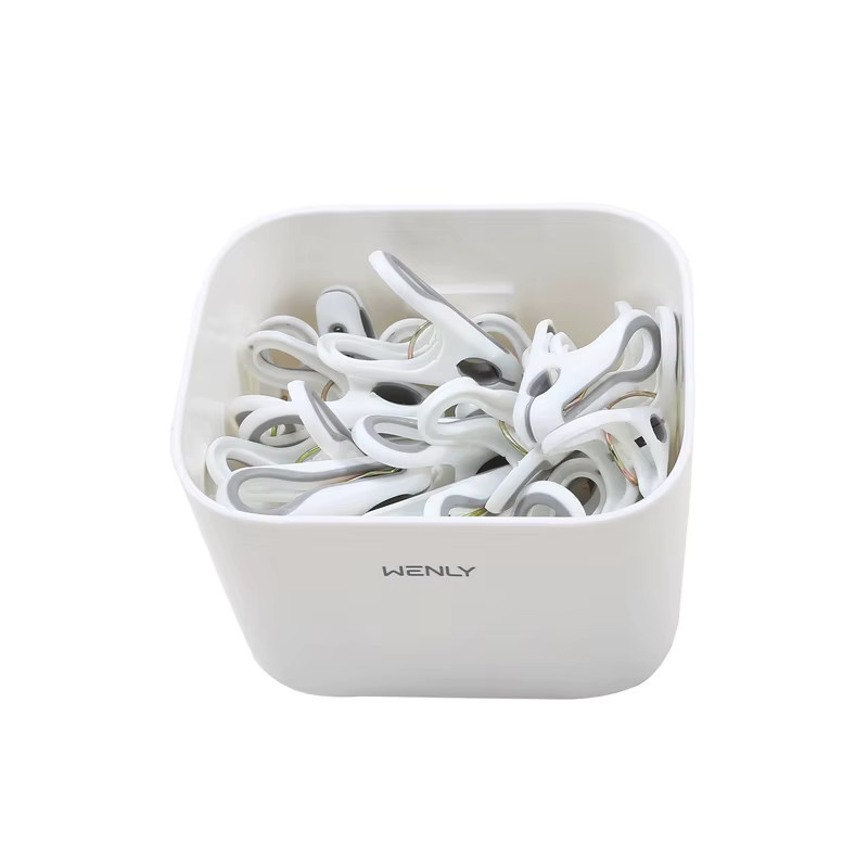Wenly Wäscheklammern Set aus Kunststoff, 36 Stück, Weiß, Winddichte Clips für Kleidung und Decken - Bild 4