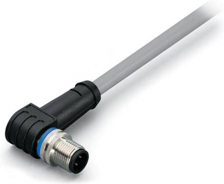 WAGO Sensor-Aktor-Datensteckverbinder 756-3104/040-020 konfektioniert M12 Stecker gewinkelt grau Länge: 2,00 m Polzahl: 4 - Bild 1