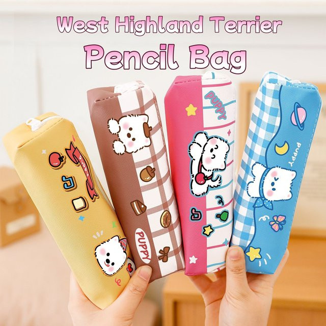 Federmäppchen mit West Highland Terrier-Motiv in Pink als langlebiger Organizer für Schulbedarf und Studenten - Bild 1