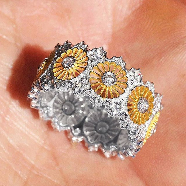 Huitan Daisy Design Ring, Bicolor, Zirkonia, Damen, Verlobung - Bild 1