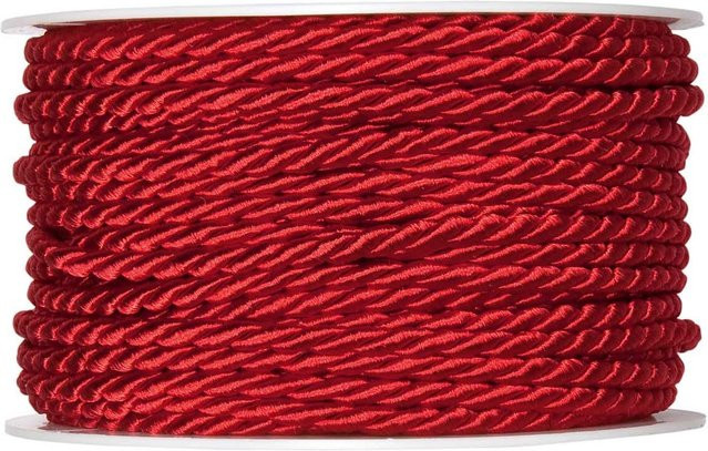 Halbach Kordel 4mm in Rot aus Acetat, Baumwolle und Polyester, 5m Länge - Bild 1