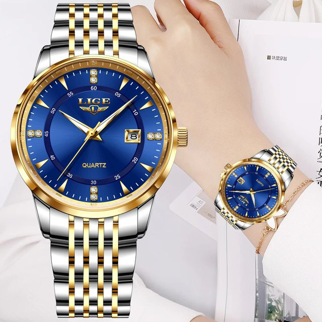 LIGE Armbanduhr Chronograph, Gold, Edelstahl, Damen - Bild 1