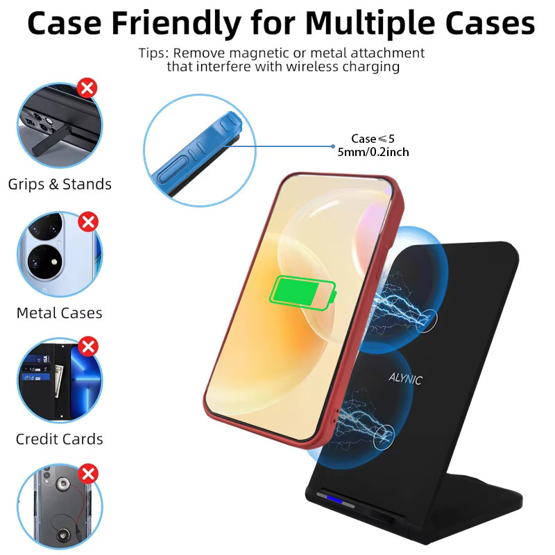 VIKEFON Faltbares kabelloses Schnellladegerät und Telefonhalter für iPhone 12 bis 17 Pro Max sowie Samsung Galaxy S25 und Xiaomi in Schwarz oder Weiß - Bild 4