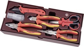 Kraftwerk 6-teiliges VDE Zangen- und Schneidwerkzeug-Set aus Chrom-Vanadium-Stahl in Rot - Bild 1