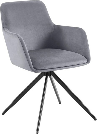 DELUKE Esszimmerstuhl PELON in Dunkelgrau mit Samtbezug und Armlehnen, B/T/H: 56 x 62 x 81 cm