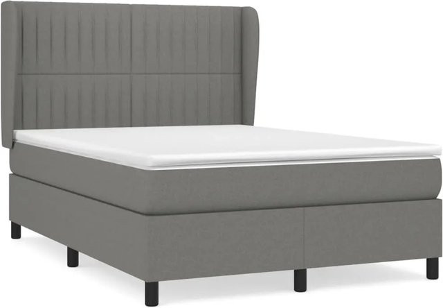 vidaXL Boxspringbett mit Matratze Dunkelgrau Hybrid-Design mit Taschenfederkern B/T: 140 x 200 cm - Bild 1