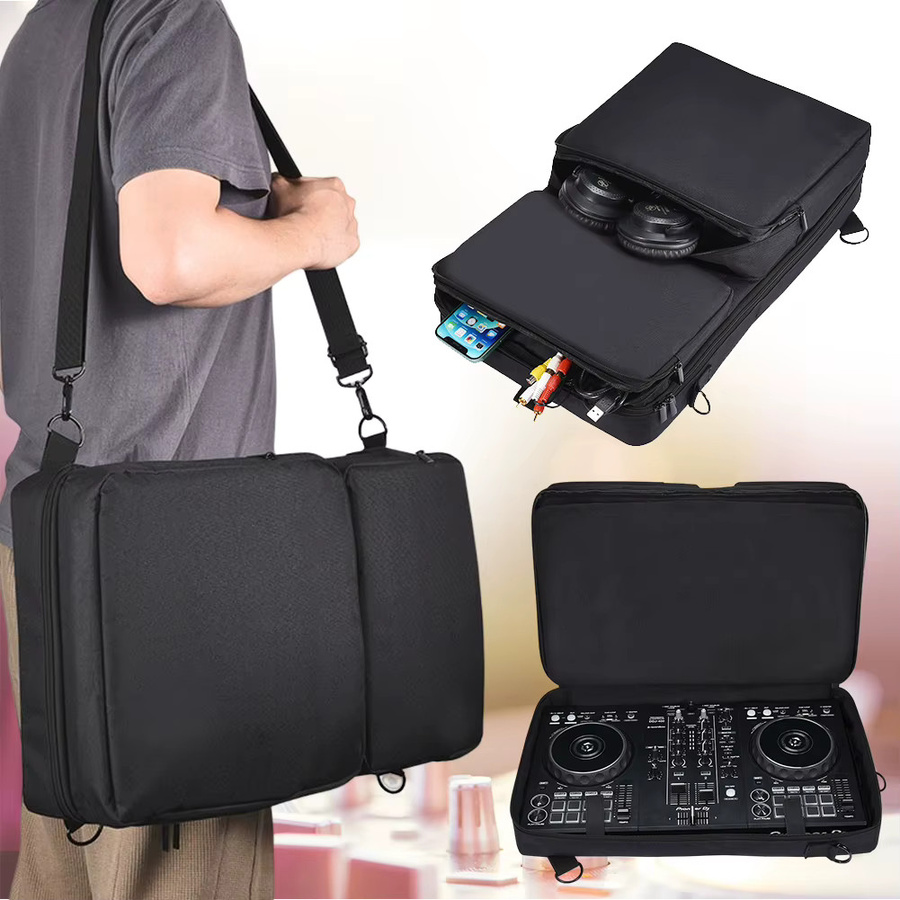 APWIKOGER Tragbare DJ-Plattenspieler-Schutzhülle mit Schultergurt und Reisetasche für Pioneer DDJ-400 DDJ-FLX4, Schwarz - Bild 2