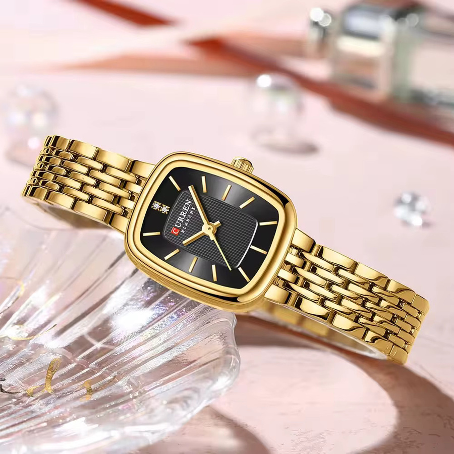CURRN Armbanduhr Edelstahl, Quarz, Eckig, Gold, Damen, 3 ATM - Bild 2