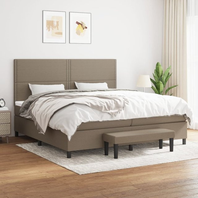 vidaXL Boxspringbett mit Matratze Hybrid-Design in Taupe, B/T: 200 x 200 cm - Bild 2