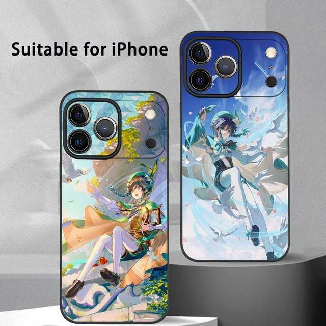 Venti Genshin Impact Handyhülle für iPhone 11 bis 17 Pro Max Plus Mini, Schwarz Frosted Soft Shell - Bild 1