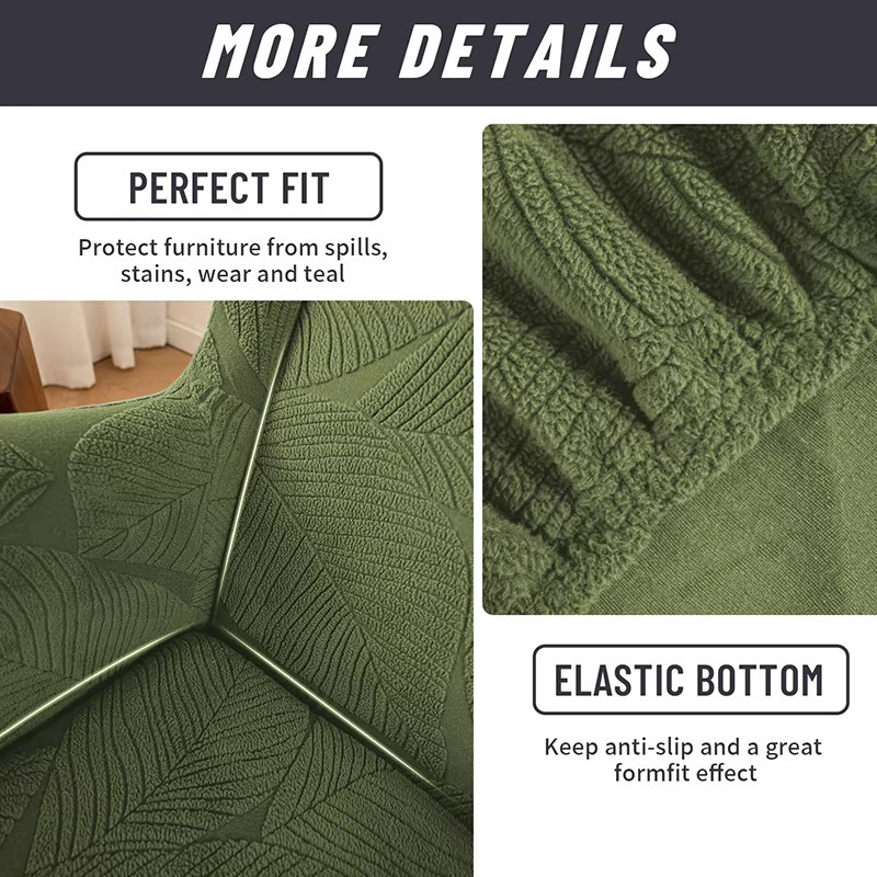 WANERQU Jacquard Sesselbezug mit Flügelverschluss und Sitzkissenbezug, elastisch, Floral, Grün - Bild 4