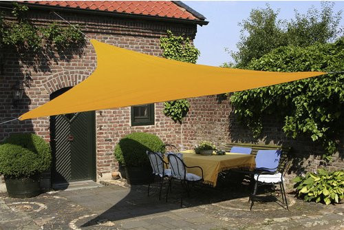 FLORACORD Dreiecksonnensegel aus Polyester mit Regenschutz, Farbe: Gelb, Breite: 360 cm - Bild 3