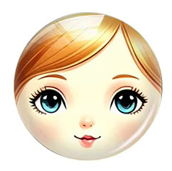 Matrjoschka-Puppen-Gesicht, Glas-Cabochon, rund - Bild 3