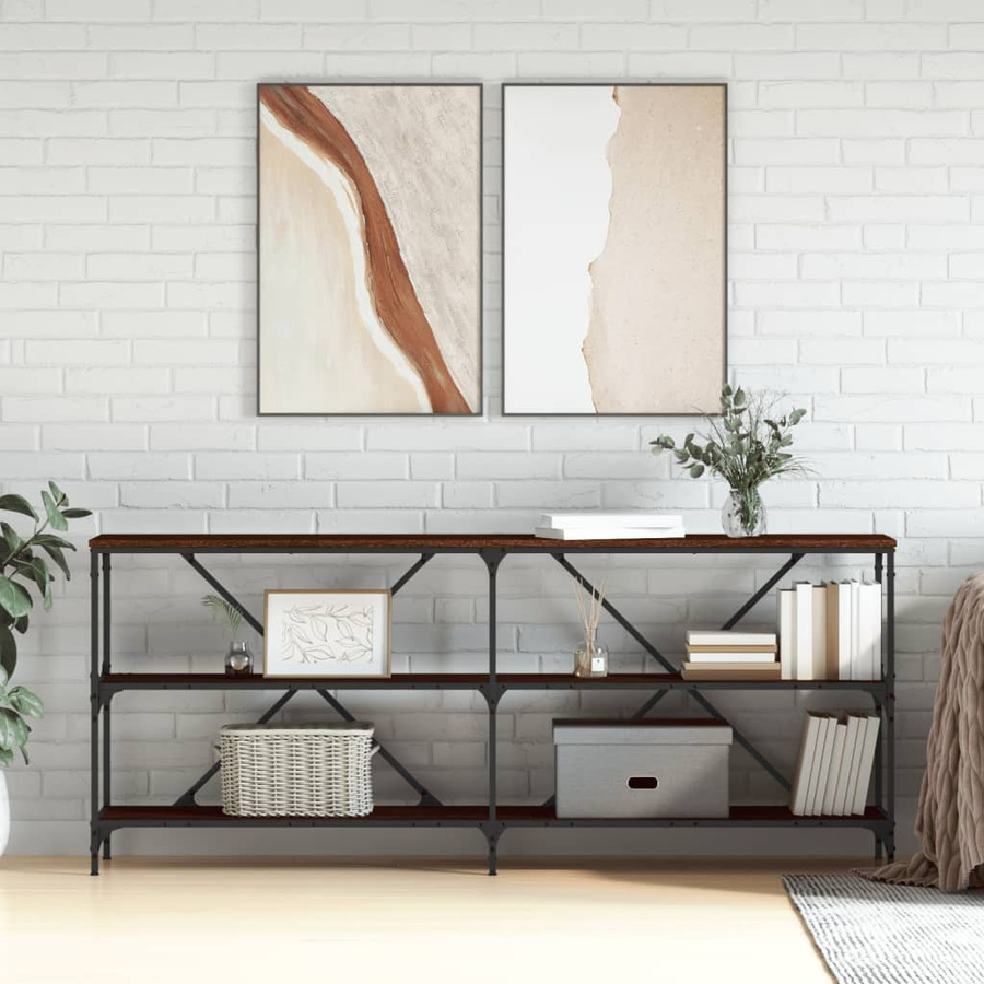 vidaXL Konsolentisch aus Holzwerkstoff und Eisen in Braun, B/T/H: 180 x 30 x 75 cm - Bild 3