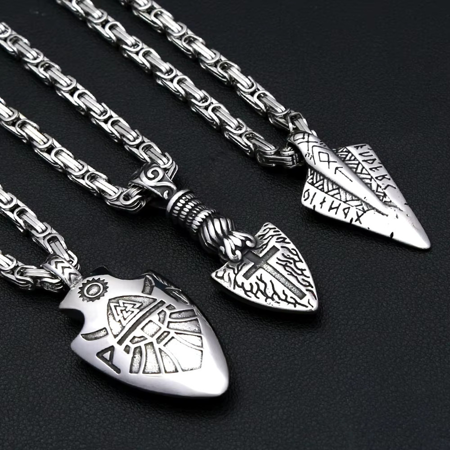 NORTHMAN Anhänger, Wikinger-Speerspitze, Edelstahl, Silber, Unisex - Bild 2